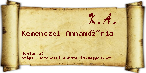 Kemenczei Annamária névjegykártya