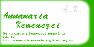 annamaria kemenczei business card